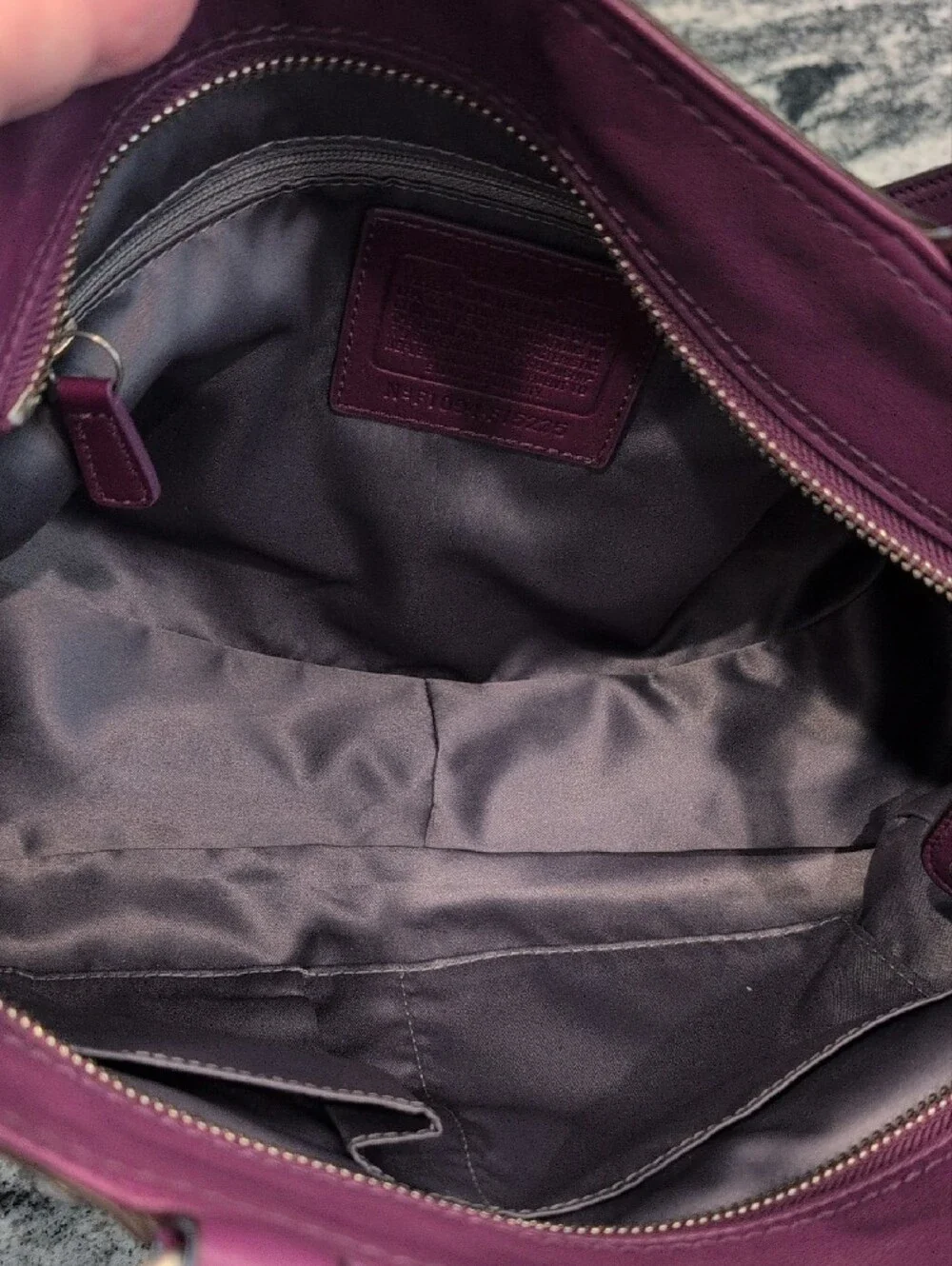 COACH Zoe Purple Glove-tanned Leather Studded Shoulder Bag